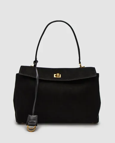Balenciaga Rodeo Large Suede Black/Gold Hardware