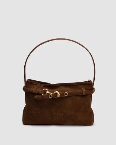 Miu Miu Aventure Nappa Leather Bag Brown Suede