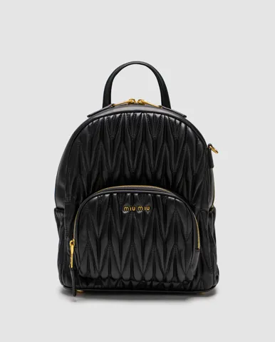 Miu Miu Matelassé Nappa Leather Backpack Black