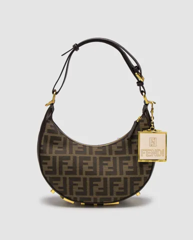 Fendi Brown FF Jacquard Fabric Fendigraphy Small Bag