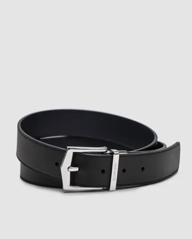 Burberry Reversible Grainy Leather Belt Silver
