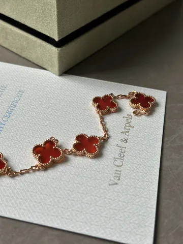 Van Cleef & Arpels Bracelet Vintage Alhambra Carnelian 18K Rose Gold