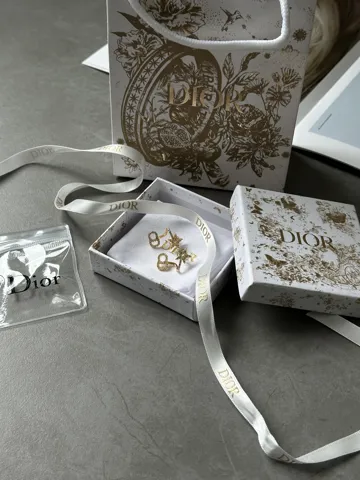 Dior Clair D Lune Earrings Gold-Finish Metal/White Crystals