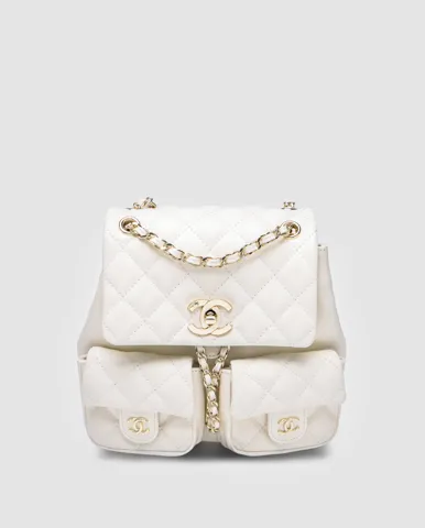 Chanel Two-Pocket Duma Backpack White