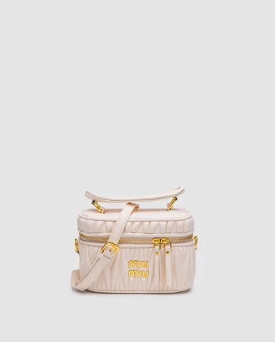 Miu Miu Matelassé Nappa Leather Vanity Bag White