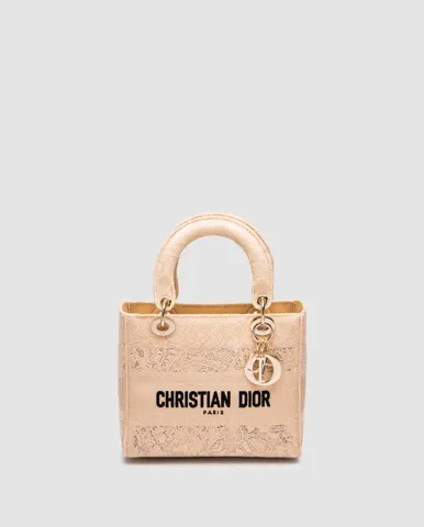 Dior Medium Lady D-Lite Bag Toile de Jouy Sauvage Lace Beige/Black