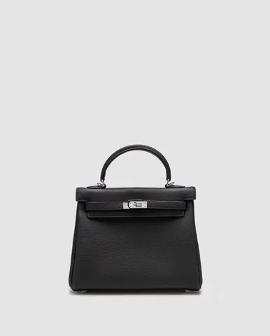 Hermes Kelly 25 Black/Silver