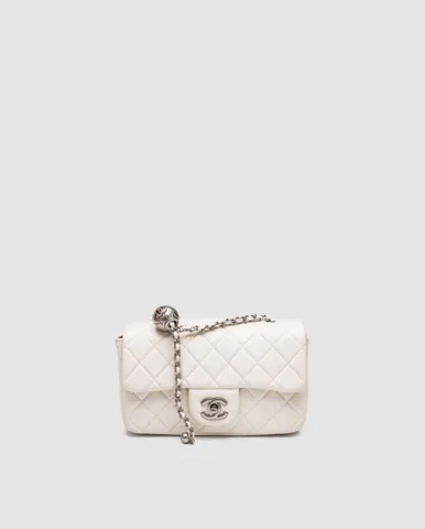 Chanel Classic 1.55 Small Single Flap in White/Silver