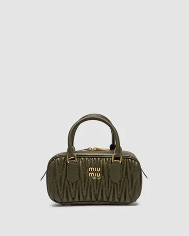 Miu Miu Arcadie Matelassé Nappa Leather Bag Green