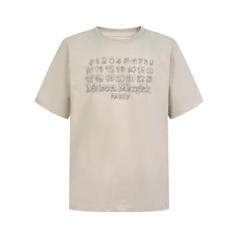 Maison Margiela Ecru T-shirt with Logo Embroidery