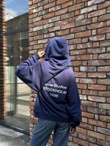 Acne Studios Logo Hooded Sweater Deep Blue