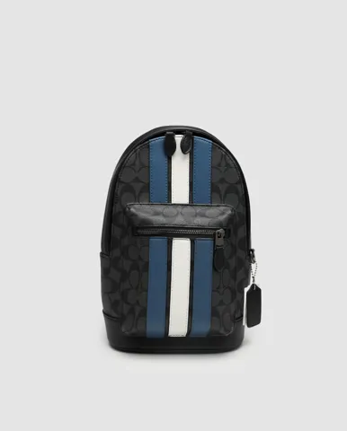 Coach West Pack In Signature Canvas With Varsity Stripe