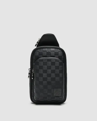 Louis Vuitton Avenue Slingbag Embossing Leather Black