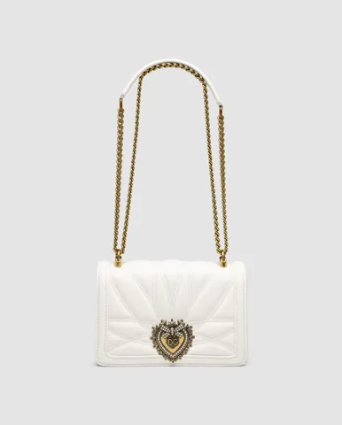 Dolce&Gabbana Medium Devotion Bag in Quilted Nappa Leather White