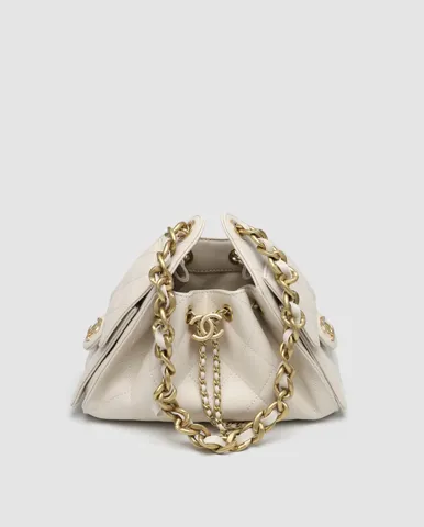 Chanel 25 Micro Handbag in Grained Calfskin Cream/Gold