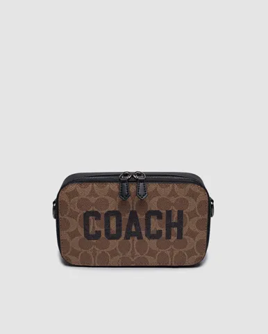 Coach Charter Crossbody Bag 19 in Brown Signature Canvas/Coach Graphic
