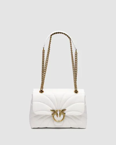 Pinko Big Love Bag Puff Butterfly Quilt White/Gold