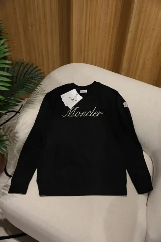 Moncler Embroidered Logo Cotton Sweatshirt Black