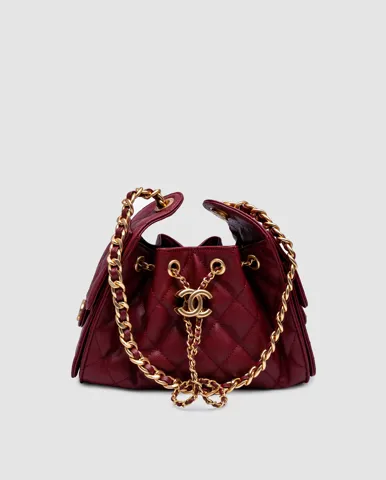 Chanel 25 Micro Handbag in Grained Calfskin Burgundy/Gold
