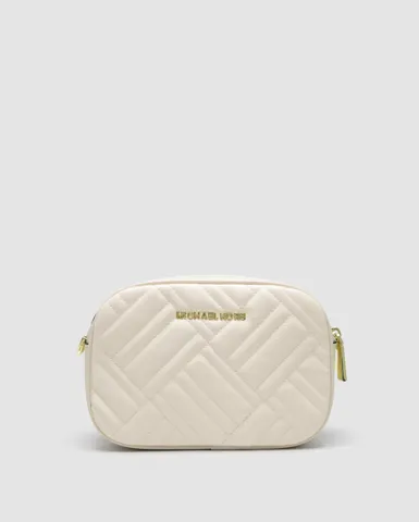 Michael Kors Jet Set Charm Small Quilted Camera Crossbody Bag Cream
