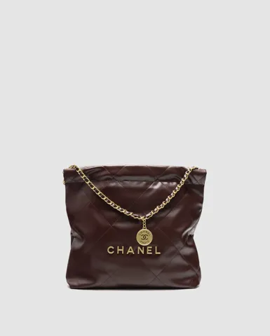 Chanel 22 Handbag Burgundy Quilted Calfskin with Gold Hardware
