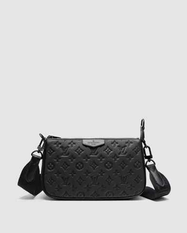 Louis Vuitton Pochette Accessoire XL Monogram Embossed Leather Black