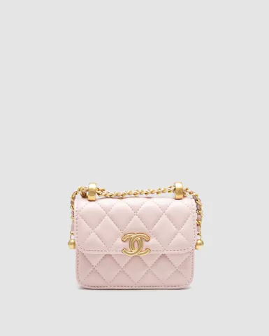 Chanel Quilted Perfect Fit Flap Coin Purse Pink/Gold