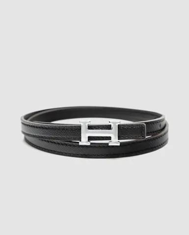 Hermes Reversible Swift Epsom Mini Constance H Belt Black/Silver