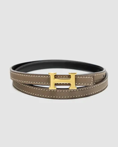 Hermes Reversible Swift Epsom Mini Constance H Belt Beige/Gold