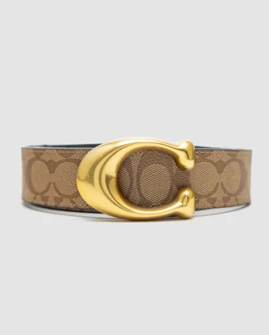 Coach Belt Kit Grey/Brown Canvas with Gold Fittings