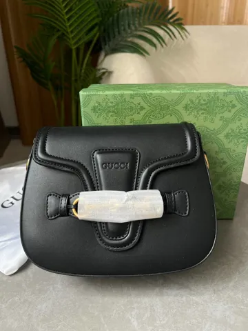Gucci Lady Web Leather Shoulder Bag Black