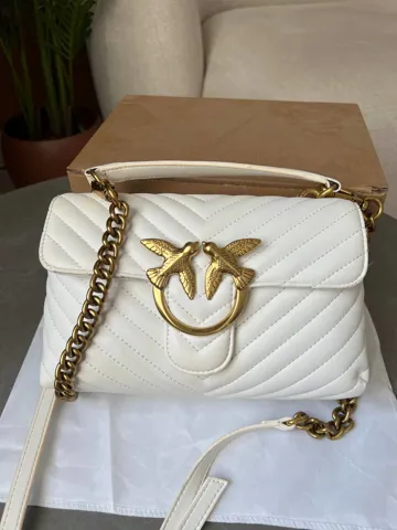 Pinko Mini Classic Lady Love Bag Puff Chevron White/Gold