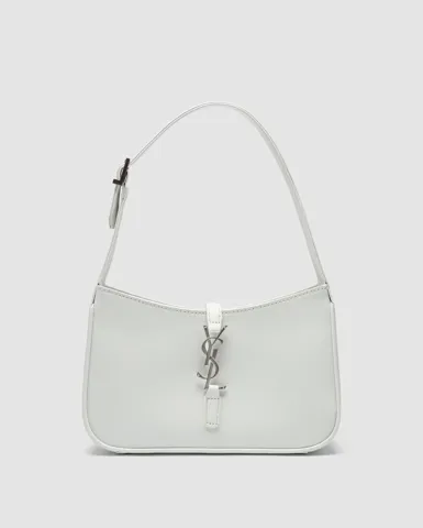 Yves Saint Laurent Hobo Le 5 a 7 Bag in White/Silver
