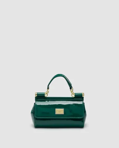 Dolce&Gabbana Mini Sicily Handbag in Polished Skin Green