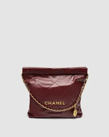 Chanel 22 Handbag Red Quilted Calfskin with Gold Hardware