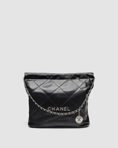 Chanel 22 Handbag Black Quilted Calfskin with Silver Hardware