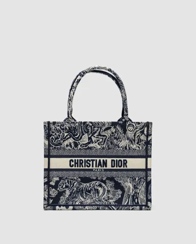 Dior Small Book Tote Blue and White Toile de Jouy Reverse Embroidery