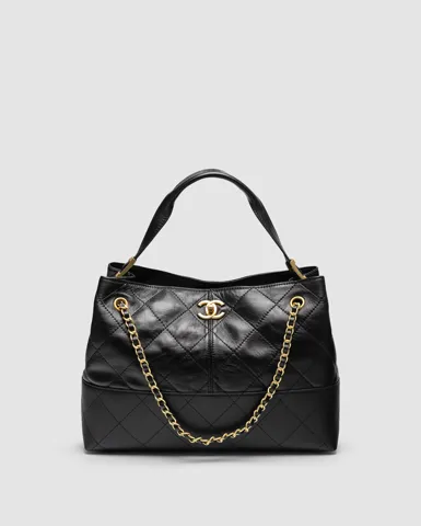 Chanel Shopping Bag 33 in Matte and Shiny Leather Black/Gold
