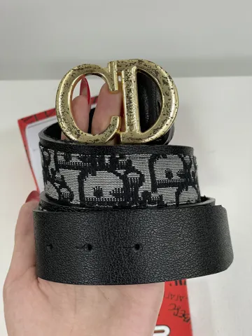 Christian Dior Textile Belt Black/Gold