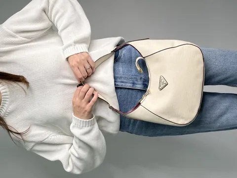 Prada Leather Shoulder Bag Cream