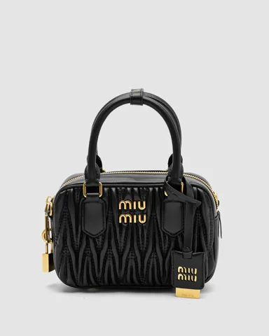 Miu Miu Arcadie Matelassé Nappa Leather Bag Black