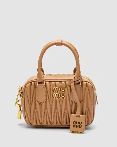 Miu Miu Arcadie Matelassé Nappa Leather Bag Beige
