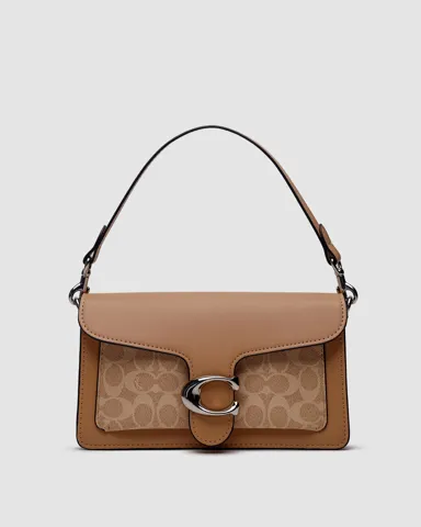 Coach Tabby Shoulder Bag 26 With Signature Canvas Sand Taupe