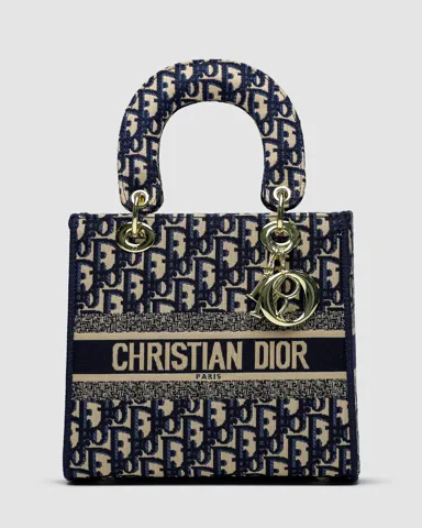 Christian Dior Medium Lady D-Lite Bag Blue/Beige