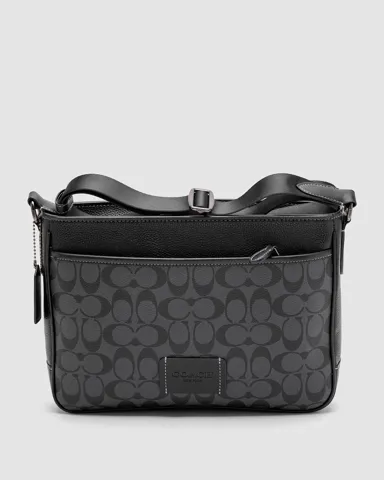 Coach District Crossbody In Signature Canvas - Gunmetal/Charcoal/Black