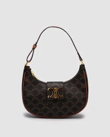 Celine Medium Ava Triomphe Bag in Triomphe Canvas And Calfskin Tan