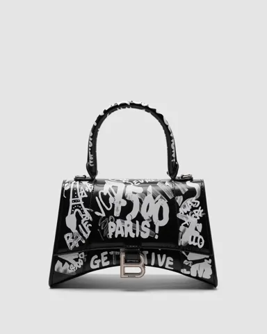 Balenciaga Hourglass Small Handbag Graffiti in Black