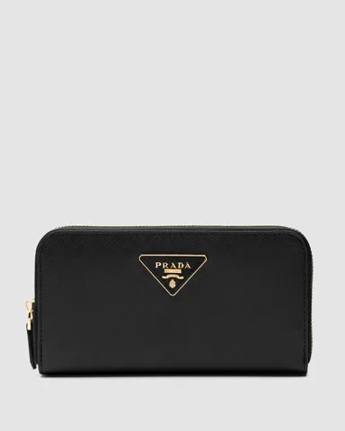 Prada Leather Round Zippy Long Wallet Nero Black