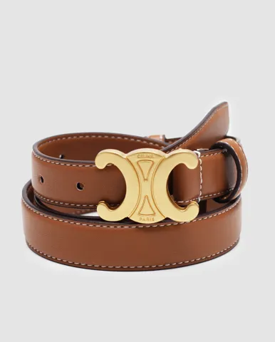 Celine Medium Triomphe Belt In Taurillon Leather Brown
