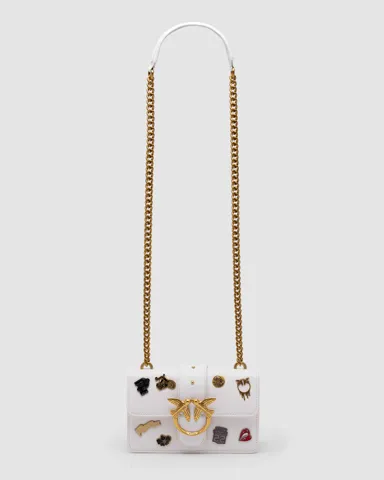 Pinko Mini Love Bag One Simply With Enamel Pin White
